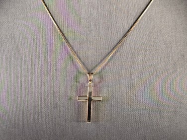 Vintage Estate 14k Gold Necklace w/ Religious Crucifix Cross Pendant