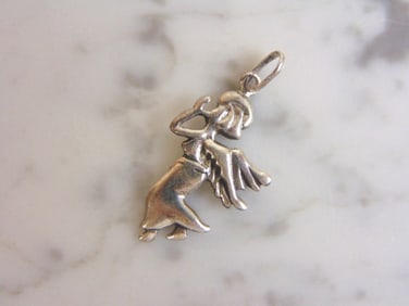 Womens Vintage Estate Sterling Silver Angel Pendant