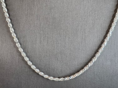 Womens or Mens Vintage Estate Sterling Silver Italian Rope Necklace