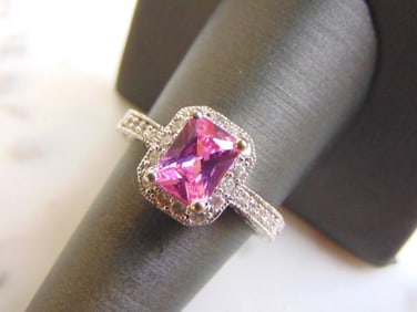 Womens Vintage Estate Sterling Silver Rose Quartz Ring