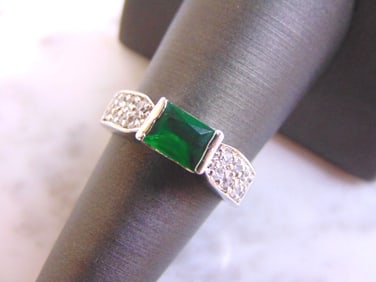 Womens Vintage Estate Sterling Silver Diopside Ring