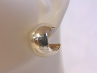 Womens Vintage Sterling Silver Open Hoop Stick Earrings