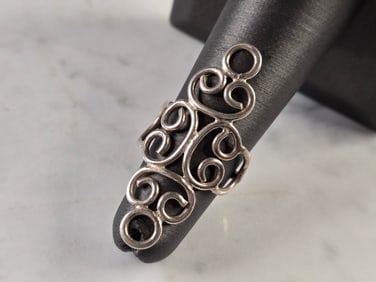 Womens Vintage Estate Sterling Silver Modernist Ring