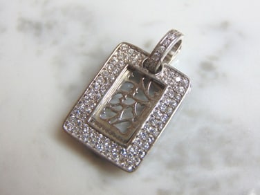 Womens Vintage Estate Sterling Silver CZ Stone Pendant