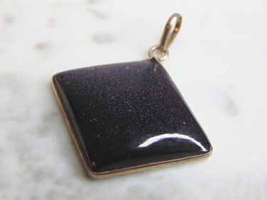 Womens Sterling Silver Dumortierite Stone Pendant