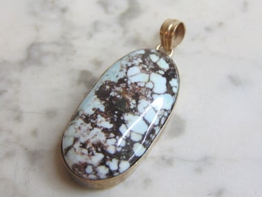 Womens Sterling Silver Chrysocolla Stone Pendant