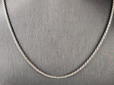 Womens Vintage Estate Sterling Silver Italian Rope Necklace
