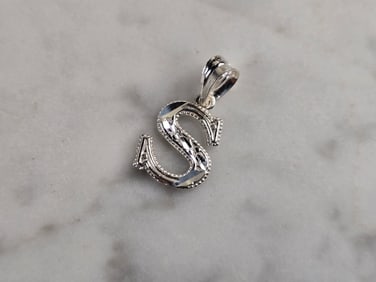 Womens Sterling Silver Initial Letter " S " Pendant