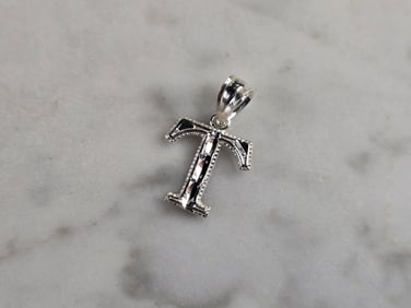 Womens Sterling Silver Initial Letter " T " Pendant