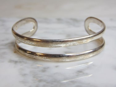 Womens Vintage Sterling Silver Modernist Cuff Bracelet
