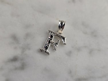 Womens Sterling Silver Initial Letter " F " Pendant