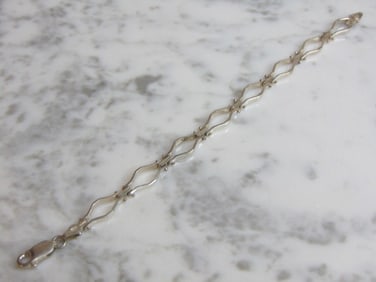 Womens Vintage Estate Sterling Silver Modernist Link Bracelet