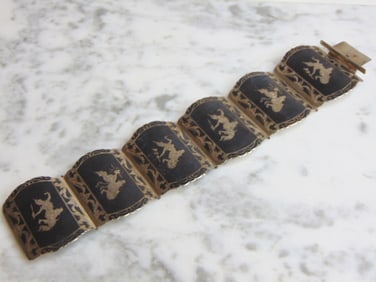 Heavy Vintage Estate .925 Sterling Silver Siam Bracelet