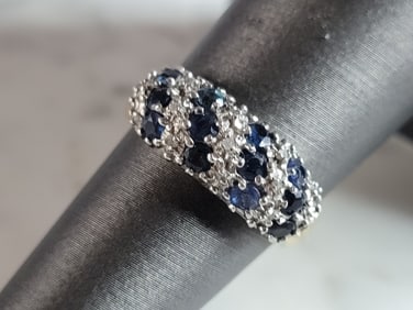 Womens Vintage Estate 14K Gold Sapphire & Diamond Ring
