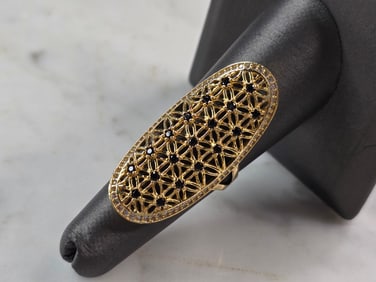 Womens 14k Yellow Gold Modernist Multi Stone Ring