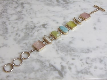 Womens Vintage Sterling Silver Multi Stone Bracelet