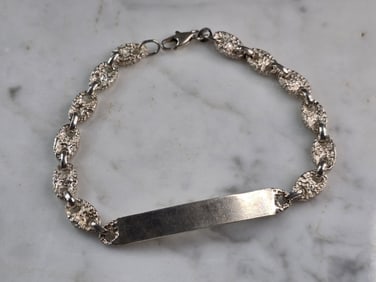 Mens Vintage Estate Sterling Silver ID Bracelet
