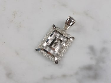 Womens Sterling Silver Initial Letter " E " Pendant