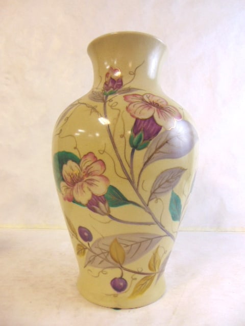 VINTAGE HAND PAINTED PORCELAIN FLORAL VASE (1 of 4)