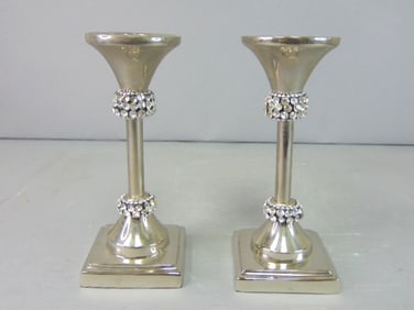 Decorative Pair of Silver Plated Candlesticks Holders
