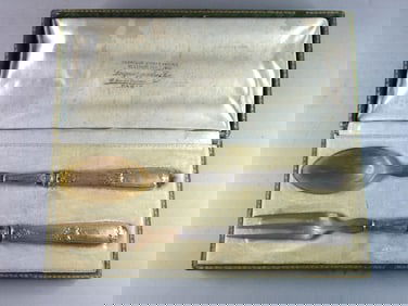 Antique Large Serving Spoon & Fork Set