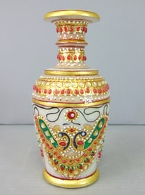 Small Decorative Hand Painted Natural Marble Vase