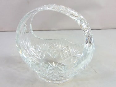 Vintage Decorative Etched Crystal Marriage Basket