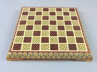 Full Set of Chess W/ Khatam Marquetry Inlay Board