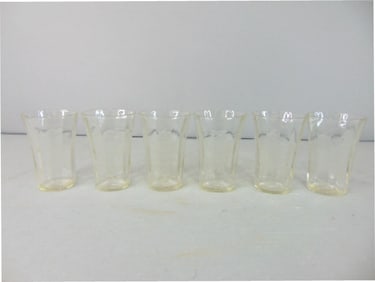 Set of 6 Vintage Etched Glass Cordial Cups