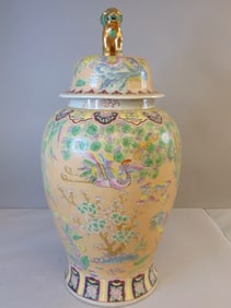 Beautiful Vintage Hand Painted Chinese 32" Temple Jar