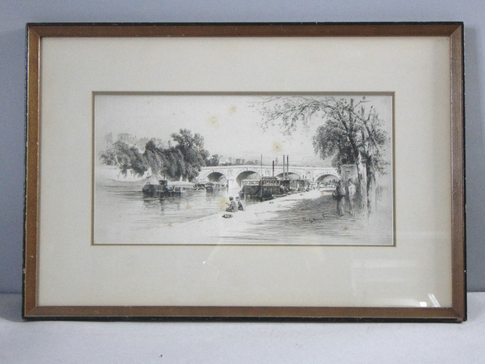 Vintage Artist Signed George Smillie Pont Marie Pairs Framed Art Print (1 of 9)