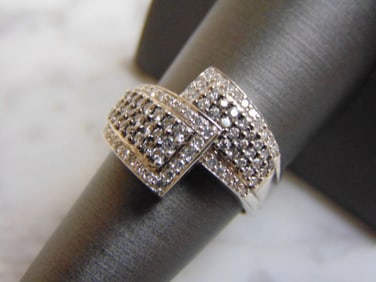 Womens Vintage Estate 14k White Gold Diamond Ring