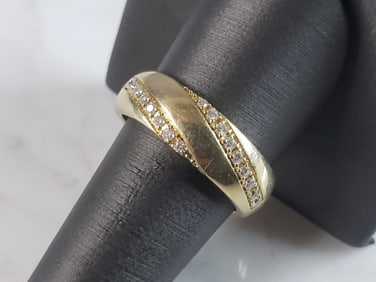 Mens Vintage Estate 14k Yellow Gold Diamond Ring