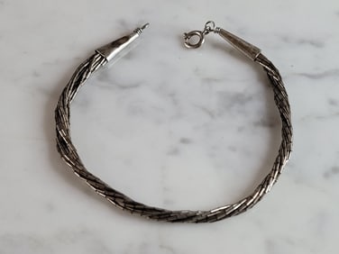 Womens Vintage Estate Twisted Sterling Silver Bracelet