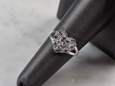 Womens Vintage Estate Sterling Silver Modernist Heart Ring