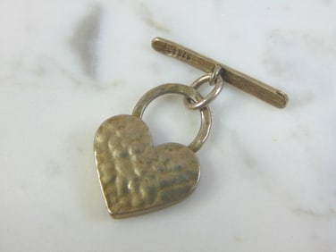 Vintage Estate Sterling Silver Heart Lapel T-Bar