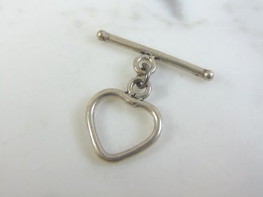 Vintage Estate Sterling Silver Heart Lapel T-Bar