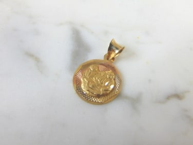 14K Yellow White & Rose Gold Religious Pendant