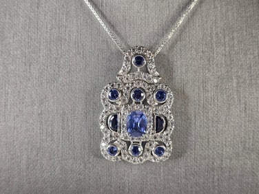 Womens Estate Sterling Silver Modernist Pendant & Necklace