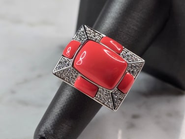 Womens Vintage Estate Sterling Silver Modernist Ring