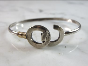 Womens Vintage Estate Sterling Silver Modernist Cuff Bracelet