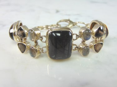 Womens Vintage Sterling Silver Multi Stone Bracelet