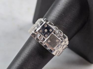 Mens Vintage Estate Sterling Silver Casino Craps Dice Ring