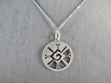 Womens Sterling Silver Hunab Ku Inca Mayan Pendant Necklace