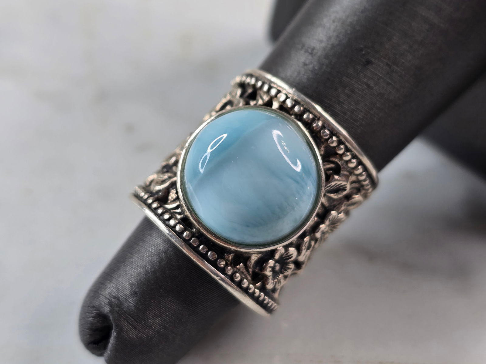 Womens Vintage Estate Sterling Silver Larimar Ring (1 of 5)