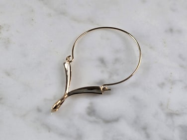 Womens Vintage Estate 14K Yellow Gold Charm Pendant Hoop