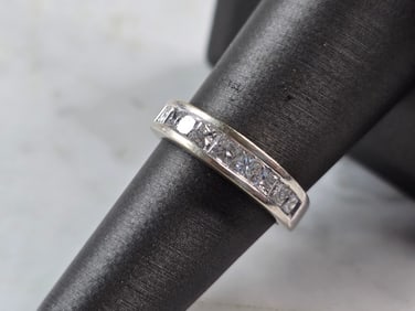 Womens Vintage Estate 14k White Gold Diamond Ring