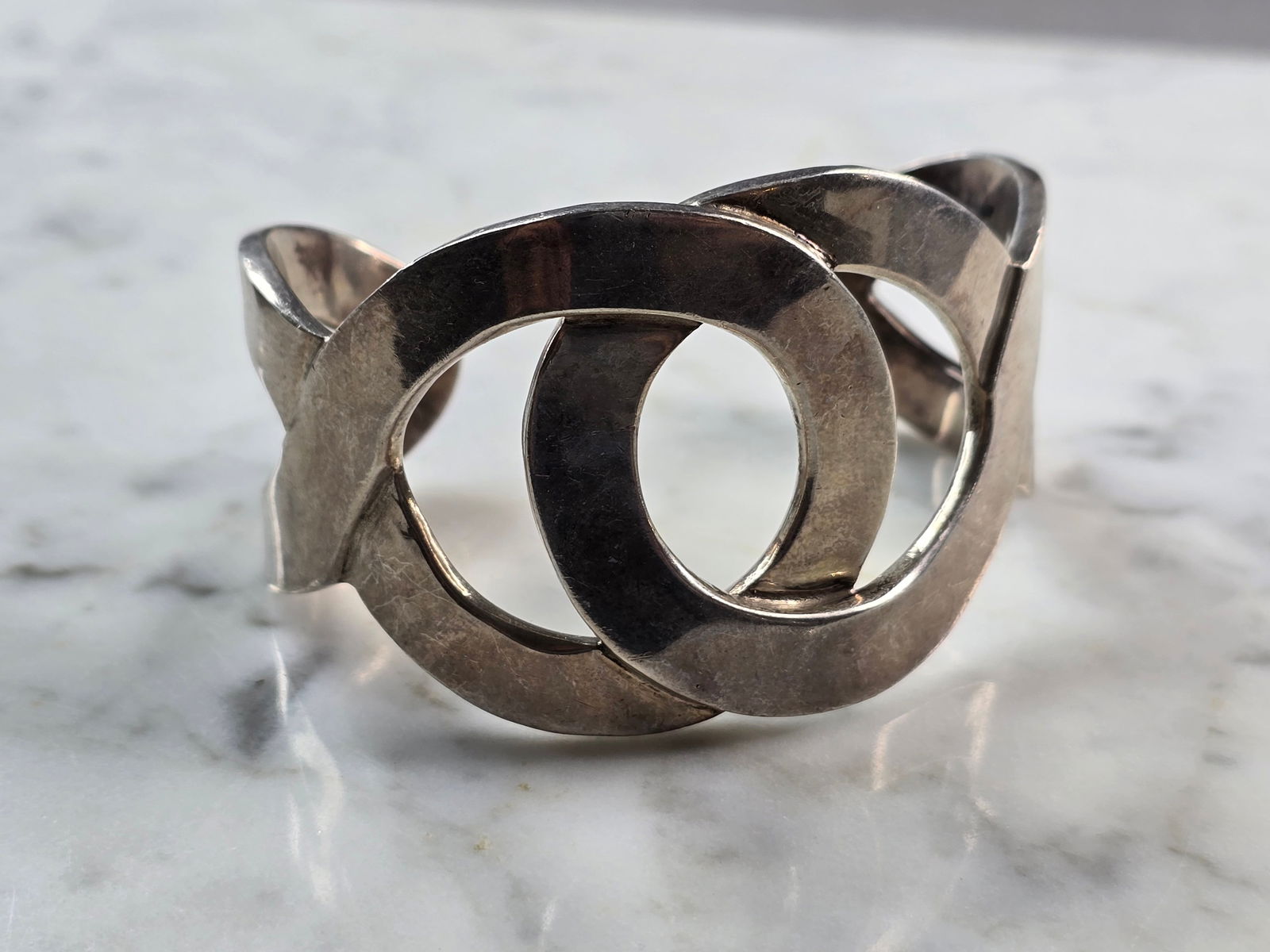 Womens Sterling Silver .950 Modernist Cuff Bracelet (1 of 4)