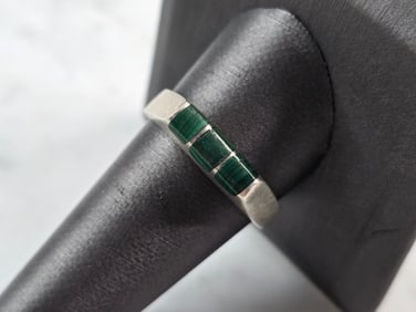 Vintage Estate Sterling Silver Malachite Ring