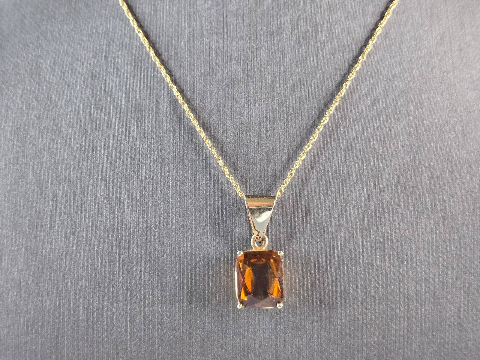 Women's Vintage Estate 14K Gold Citrine Pendant w/ Necklace (1 of 5)